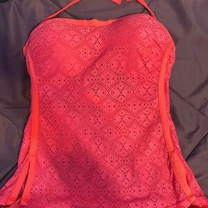 Women's Red Lace Halter Swim Top